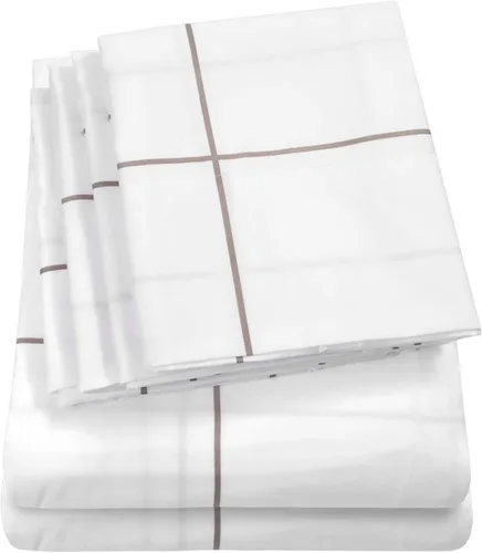 Vista 35 de Juego de sábanas de 4 piezas para camas individuales de 1500 hilos de microfibra de cepillado fino con bolsillo profundo - 1 funda de almohada