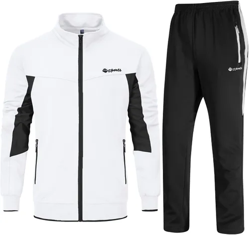 Vista 14 de Rdruko Conjunto Deportivo de 2 Piezas para Hombre, Traje Deportivo con Cremallera Completa, Sudaderas Deportivas para Gimnasio, Ropa Deportiva Gris