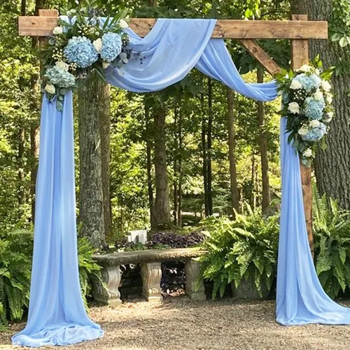 Vista 14 de FUHSY Tela drapeada para arco de boda de 29 x 20 pies, 1 panel negro para arco de boda, cortinas transparentes para telón de fondo, cortinas de tela