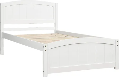 Vista 8 de Harper & Bright Designs Base de cama de plataforma individual, base de colchón y trineo con cabecero, estribo, soporte de listones de madera