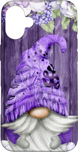 Vista 23 de Cute Purple Aesthetic Anemones Flower Pattern Lavender Gnome Case for iPhone 17