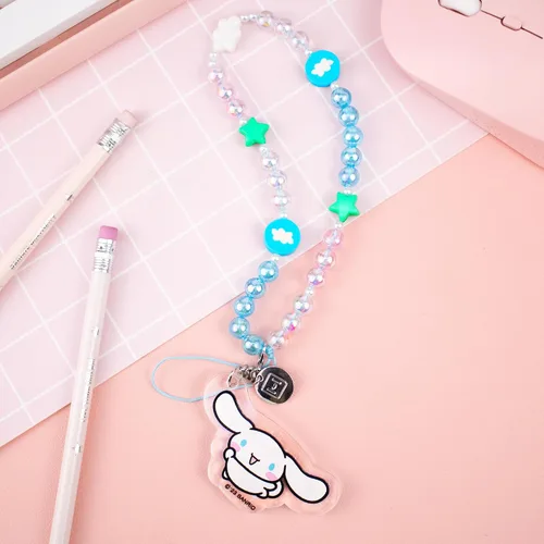 Vista 4 de iFace Cinnamoroll - Correa de cuentas + funda de primera clase para iPhone 14 Pro Max (Hello Kitty y amigos - Kawaii Arcade)