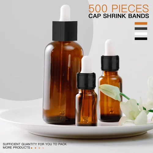 Vista 6 de Outus 500 piezas de envoltura retráctil perforada para botellas, sellos termorretráctiles para botellas (negro)