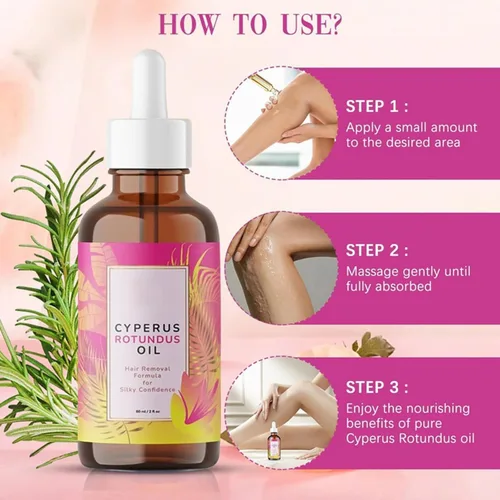Vista 6 de Cyperus Rotundus Oil - 60ML, Natural Cyperus Rotundus Oil for Hair Removal, Cyperus Rotundus Skin Serum Reduces Unwanted Hair Growth, Moisturizing &
