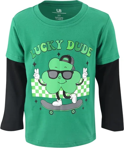 Vista 12 de Unique Baby Niños Camiseta Gráfica de Manga Larga en Capas para Niños Pequeños Marrón