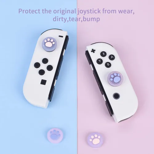Vista 6 de DLseego Cute Crystal Cat Claw Design Thumb Grip Caps Design for Switch & Switch Lite & Switch OLED, Joystick Cap Soft Silicone Cover Crystal