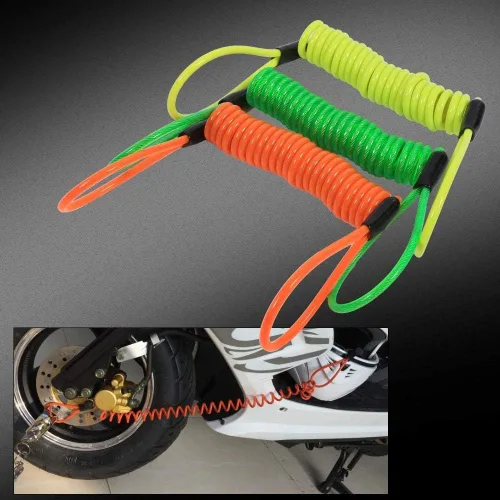 Vista 3 de VGEBY1 Cable de bloqueo de disco, cable de recordatorio de motocicleta, cable de bloqueo de disco de 4.9 ft, bloqueo de alarma de seguridad