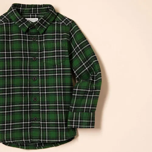 Vista 2 de Amazon Essentials Camisa de franela con botones para niños Verde