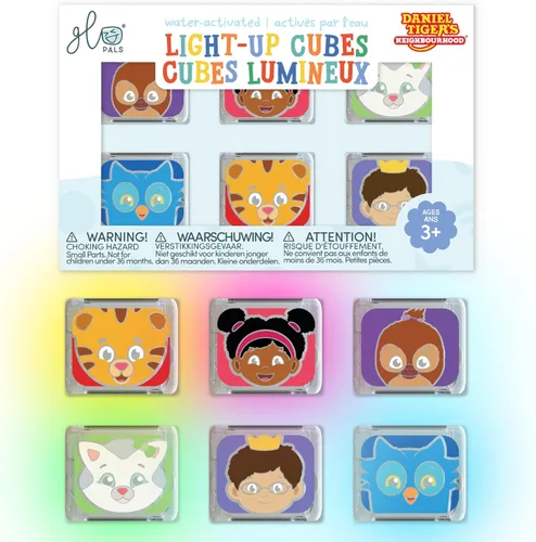 Vista 8 de Glo Pals x Daniel Tiger's Neighborhood - Juguete de baño activado por agua con 4 cubos reutilizables iluminados para juegos sensoriales (solo cubos)