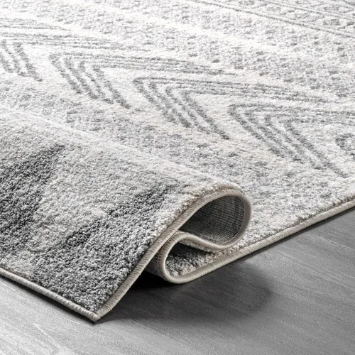 Vista 5 de nuLOOM Shaina - Alfombra tribal para pasillo, 2 pies 8 pulgadas x 8 pies, gris, rectangular