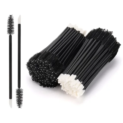 Vista 17 de 100 varitas de rímel desechables de doble extremo, cepillo de labios, aplicador de lápiz labial, carretes de cejas para extensiones de pestañas
