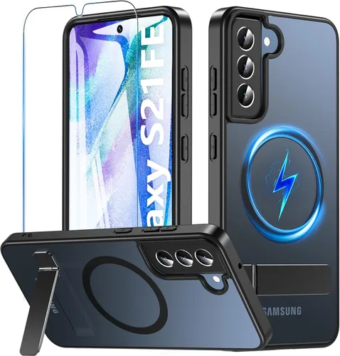 Vista 22 de Funda OWKEY Samsung Galaxy A13 5G, Funda Magnética para Teléfono con Soporte y Protector de Pantalla, Funda Protectora Antihuellas y a Prueba de A13