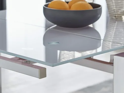 Vista 5 de Furniturebox UK Enna - Mesa de comedor extensible de cristal blanco y 6 sillas Milan (6 sillas capuchino)