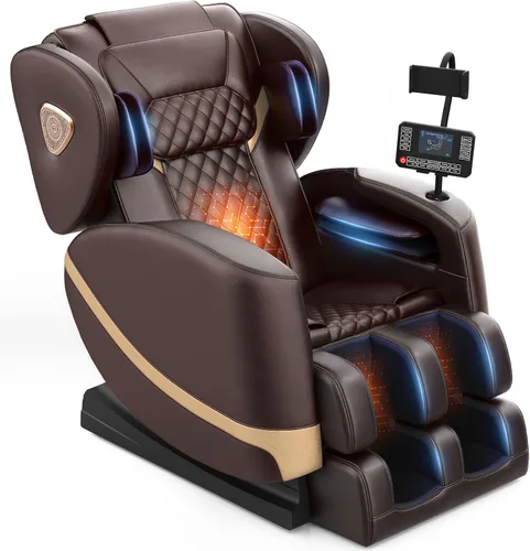 Vista 9 de FURNIMAT Silla de masaje de cuerpo completo, silla de masaje de gravedad cero con 10 rodillos fijos, bolsas de aire, calefacción, masaje de pies
