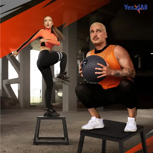 Vista 7 de Yes4All Metal Plyometric Box with 550lbs Capacity, Pre-Assembled, Plyo Jump Platform, Step Up Box for Workout Home Gym