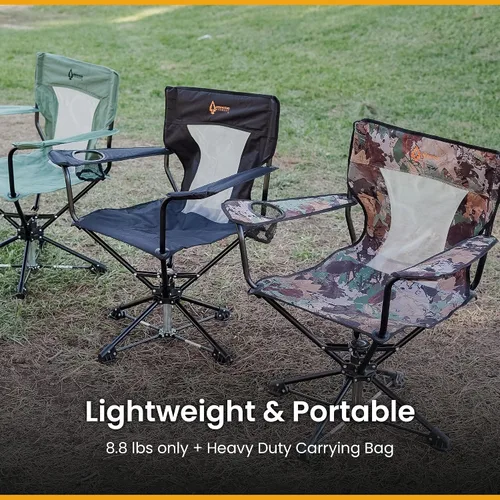 Vista 7 de ARROWHEAD OUTDOOR Silla giratoria de 360° para caza con reposabrazos, perfecta para cepos, sin patas que se hunden, soporta hasta 450 libras