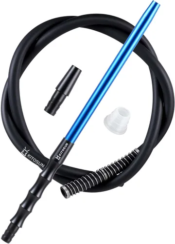 Vista 8 de Kitosun D-Hose Juego de manguera para cachimba – Accesorios para shisha premium de 1.1 pies de largo mango de boquilla de aluminio desmontable Negro