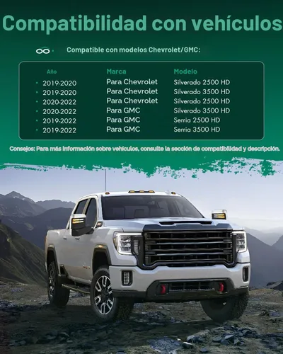 Vista 6 de SCITOO Espejos de remolque compatibles con Chevy 2019-2022 para Chevy para Silverado para GMC para Serria 2500 3500 espejos de remolque