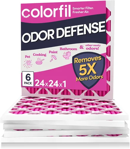 Vista 11 de Colorfil - Filtro de aire de 12 x 12 x 1 pulgadas, filtros que cambian de color para olores de gatos y perros, filtro de aire acondicionado MERV 8