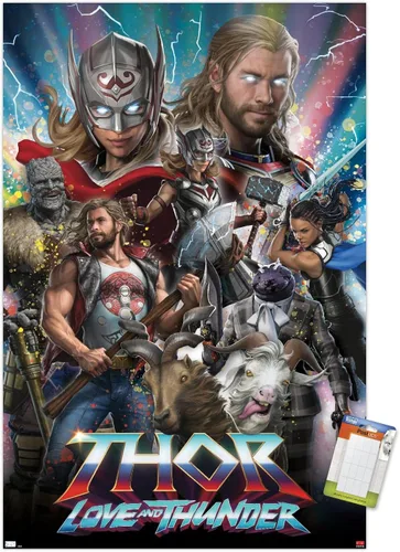 Vista 11 de Trends International Marvel Thor: Love and Thunder - Póster de pared increíble, 14.725 x 22.375 pulgadas, versión enmarcada de madera de granero