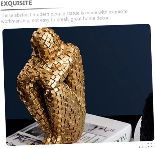 Vista 5 de ARTIBETTER Figura escultura decoración de mesa dorada Decoración de oficina Estante dorado Escultura abstracta Estatuilla de arte abstracto