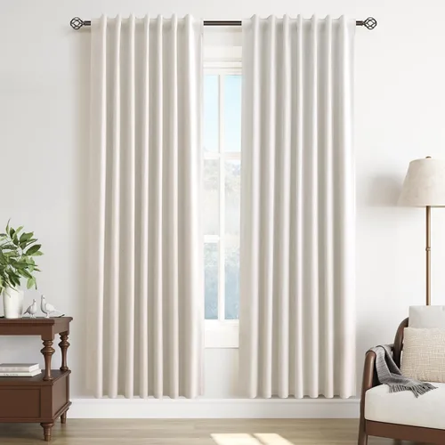 Vista 46 de Guken Cortinas opacas de lino, 2 paneles rústicos, elegantes, 100% opacas, con aislamiento térmico, banda de ganchos y trabilla trasera, 52 x 84