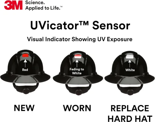 Vista 5 de 3M Hard Hat SecureFit H-800 Series Casco de seguridad estilo ala completa con sensor Uvicator, suspensión de trinquete de difusión de presión de 4