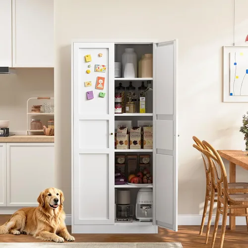 Vista 29 de Yizosh Small Metal Garage Storage Cabinet,Kitchen Pantry Storage Cabinet Negro
