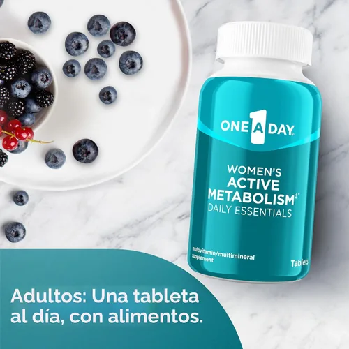 Vista 5 de One A Day Metabolismo activo diario esencial para mujeres, multivitamínico para mujeres, apoyo al metabolismo, vitaminas para mujeres con las 8
