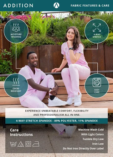 Vista 7 de Adar - Uniforme tipo filipina, con camisa de cuello en V y pantalones con bolsillos tipo cargo, para mujer