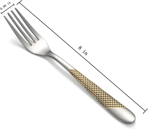 Vista 2 de Juego de 4 tenedores de acero inoxidable, cubiertos y tenedores de postre para el hogar, cocina, restaurante