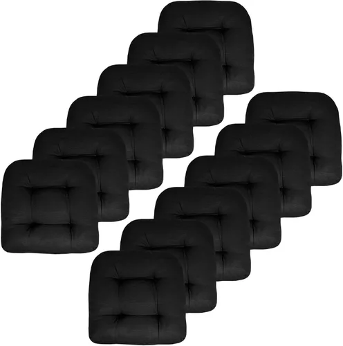 Vista 66 de Sweet Home Collection - Cojines para silla de patio y exterior, almohadillas prémium con relleno grueso y cómodo de fibra, mechones, 19 x 19 Negro