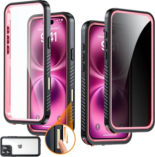 Vista 20 de Funda impermeable para iPhone 15, protector de pantalla de privacidad integrado y protector de pantalla HD [IP68 bajo el agua] a prueba de golpes a