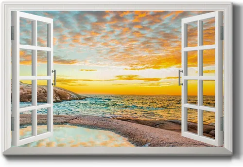 Vista 25 de Renditions Gallery Lienzo decorativo para pared, vista de barco viejo atracado en la playa de arena blanca, obra de arte para colgar en la pared