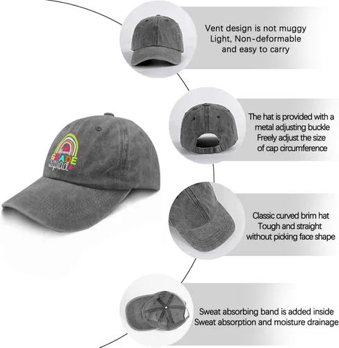 Vista 6 de Sun hat Womens Rainbow That Reads Second Grade Squads Hiking hat Women Hunting hat Gifts for Son Baseball Cap