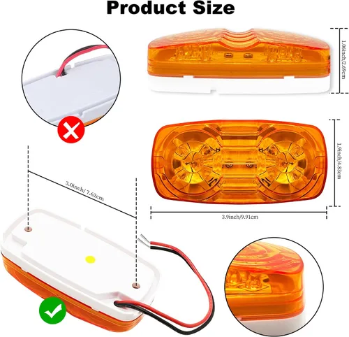 Vista 2 de 8 luces LED de 12 V para remolque, 10 luces LED de marcador lateral, luz doble de diana de liquidación, luces indicadoras impermeables para Ámbar