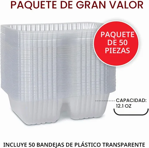 Vista 2 de Bandejas de plástico para nachos de 12 onzas (paquete de 50) bandeja desechable pequeña para nachos y salsa de queso, suministros de soporte