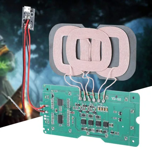 Vista 6 de Cargador inalámbrico estándar, módulo transmisor de 3 bobinas, carga de alta eficiencia con protección múltiple para teléfonos compatibles