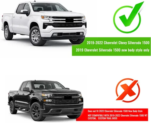 Vista 3 de KUAFU Parrilla frontal compatible con parachoques superior de capó para Chevy Chevrolet Silverado 1500 2019-2022, pintada en negro