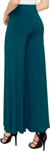 Vista 76 de Made By Johnny Pantalones palazzo elásticos de pierna ancha para mujer, lisos, casuales, cómodos