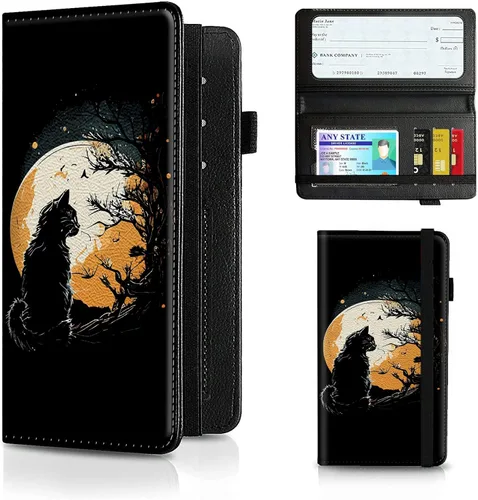 Vista 44 de Funda para chequera para hombres y mujeres, cartera de cuero RFID con ranuras para tarjetas de crédito, soporte de cheques duplicados personales