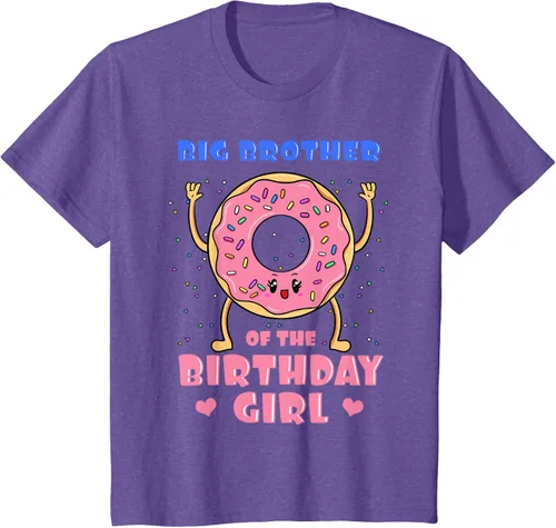 Vista 61 de Big Brother Of The Birthday Girl Donut Bday Party Bro Sib Camiseta, Negro, S