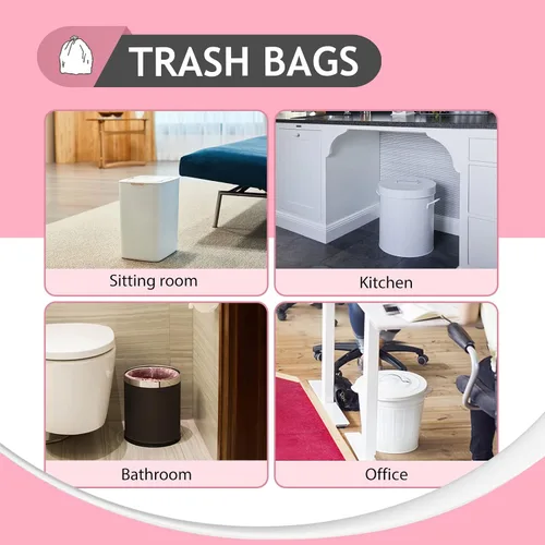 Vista 5 de Teivio Bolsas de basura fuertes de 2 galones, 180 unidades, bolsas de basura para baño, bolsas de plástico para oficina en casa, cocina, color rosa