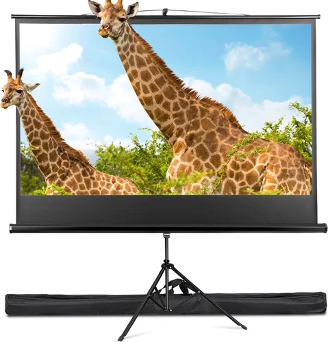Vista 9 de Pantalla de proyector portátil 16:9 HD de 84 pulgadas con soporte, pantalla de trípode extraíble manual sin arrugas con bolsa de transporte