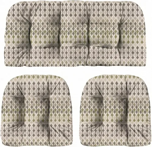 Vista 52 de RSH DECOR: Sunbrella - Juego de 3 cojines de mimbre copetudos 41 x 19 pulgadas y 19 x 19 pulgadas Fabricado con tela de rendimiento Sunbrella