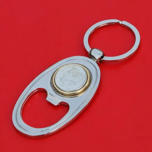Vista 6 de US 1988 Roosevelt Dime 10 Cent Gem BU Uncirculated Coin Gold Silver Two Tone Key Chain Ring Bottle Opener NEW
