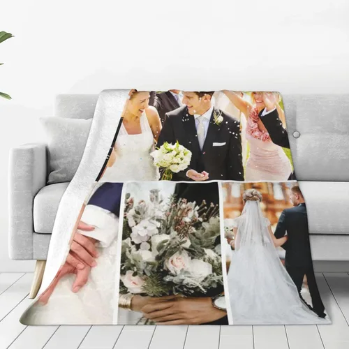 Vista 18 de Manta personalizada con texto, fotos, manta personalizada para cumpleaños de adultos y niños, boda, Navidad, Halloween, Día del Padre, Día