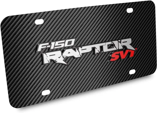 Vista 2 de iPick Image Para Ford F-150 Raptor SVT 3D Logo Negro Fibra de Carbono Patten Placa de Acero