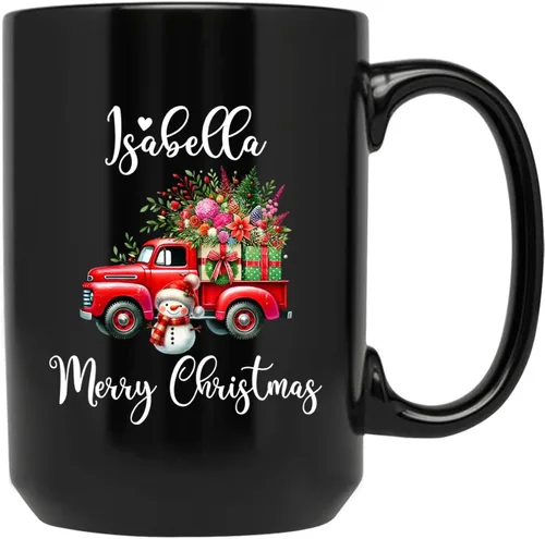 Vista 32 de Taza personalizada con nombre, diseño de muñeco de nieve con nombre, tazas de café de Navidad de muñeco de nieve, regalos personalizados para árbol