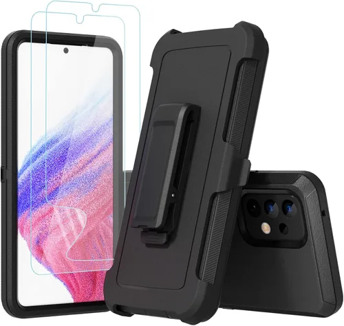 Vista 2 de Funda compatible con Samsung Galaxy A53 5G, con clip para cinturón, resistente, a prueba de golpes, protección de cuerpo completo, con función atril
